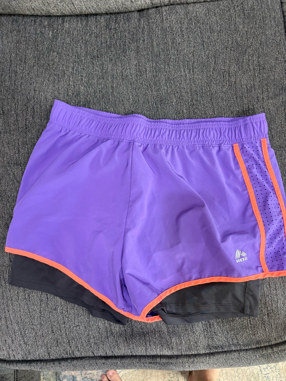 RBX Purple Athletic Shorts with Orange Trim large